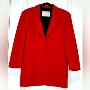 United Colors Of Benetton Red Wool Blazer women’s Size 40 US 6 Small Vintage